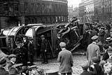 Tram derailment at the corner of Blackfriars Bridge and the Embankment in March 1919