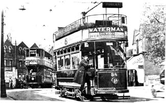 Tram Interchange at Norbury between Croydon and LCC cars