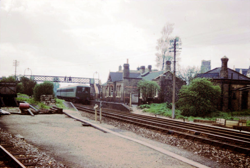 Tooting with the disused Merton Abbey branch platform on the left